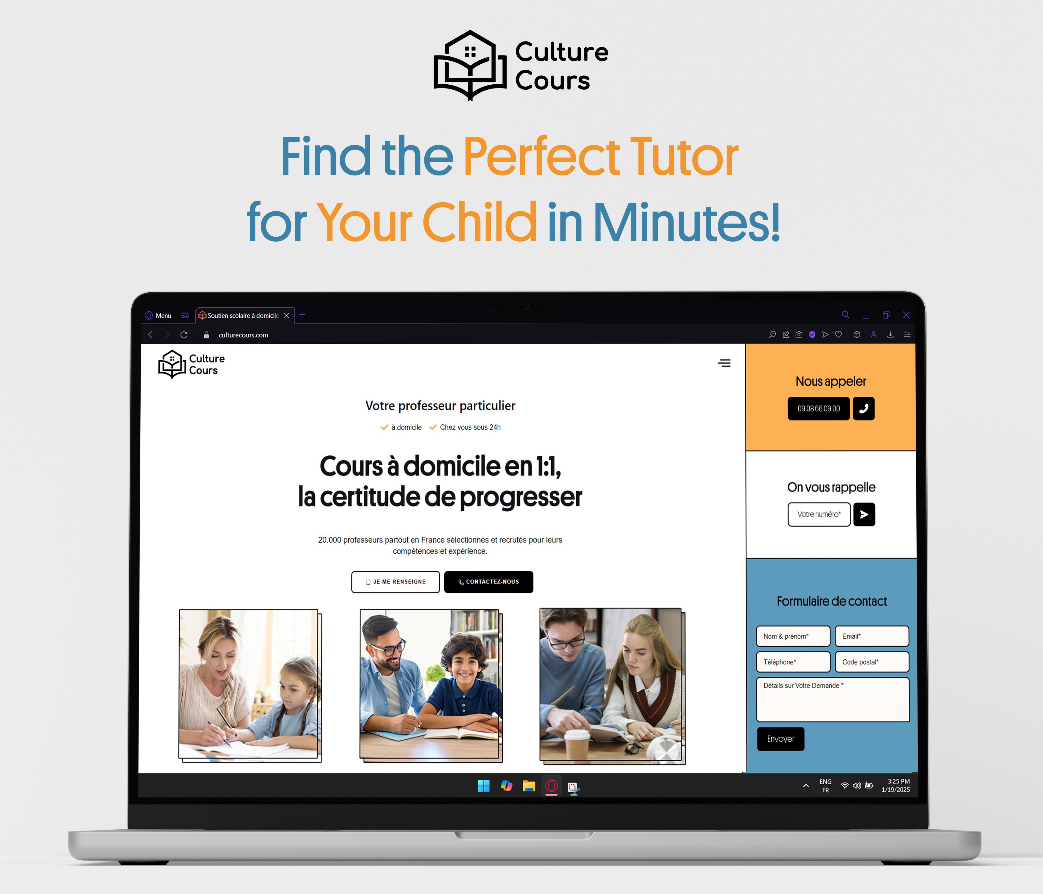 Culture Cours website design for home tutoring
